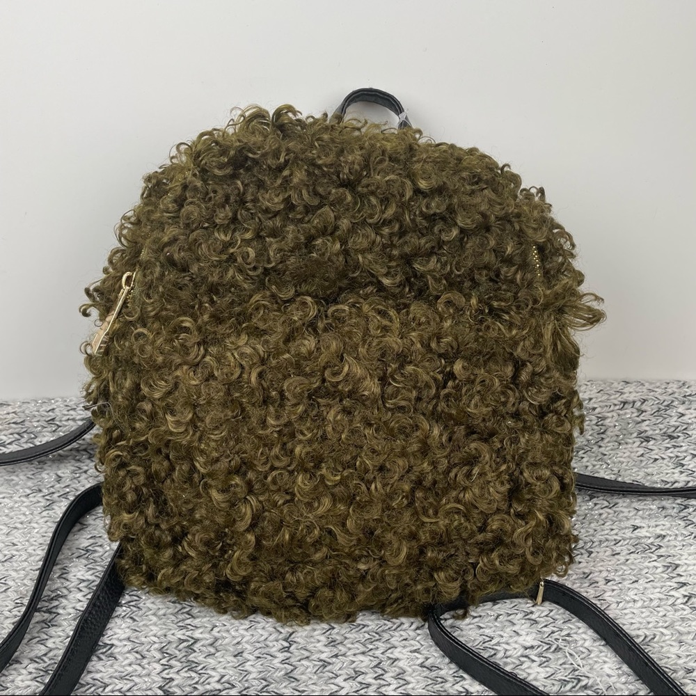 NWT Olive Green Silky Teddy Mini Backpack Adjustable straps